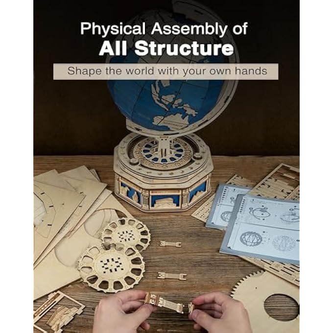 3D WOODEN PUZZLE FOR ADULTS-HUGE GLOBE PUZZLE BOX-WOOD MODEL KIT TO BUILD FOR ADULTS AND TEENS - Image 2